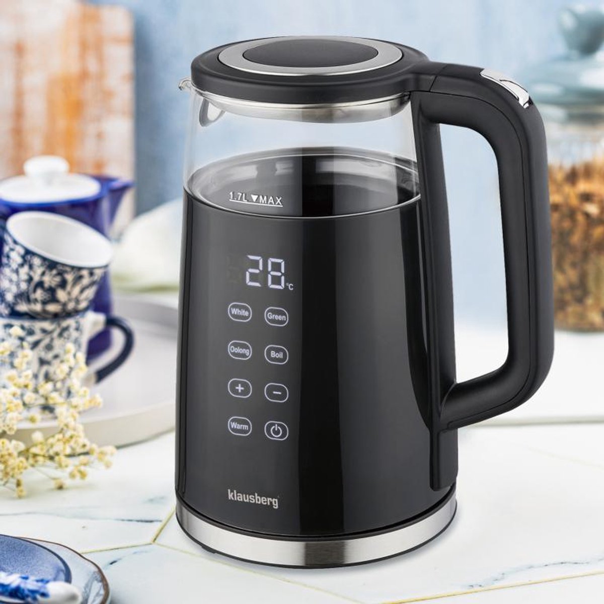 Klausberg KB-7894 waterkoker 1,7 L, zwart glas, 13 temperaturen (5)