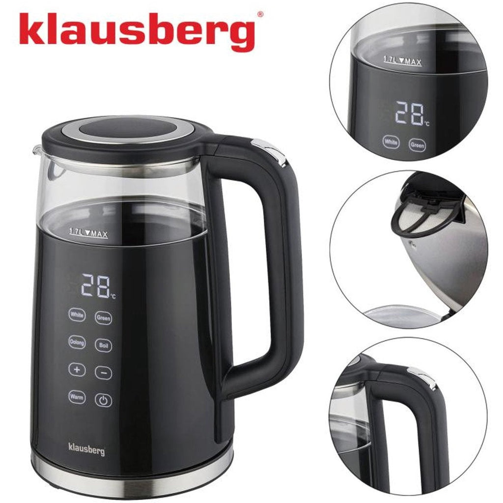 Klausberg KB-7894 waterkoker 1,7 L, zwart glas, 13 temperaturen (4)