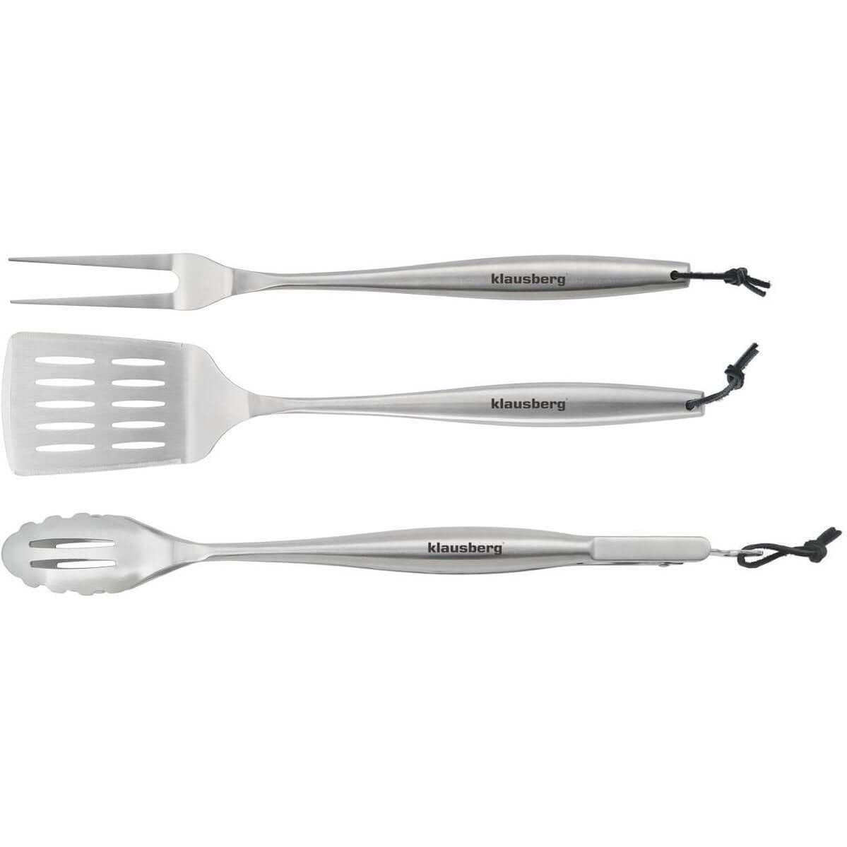 Klausberg barbecueset KB-7900, 3-delig, rvs, spatel, vork en tang