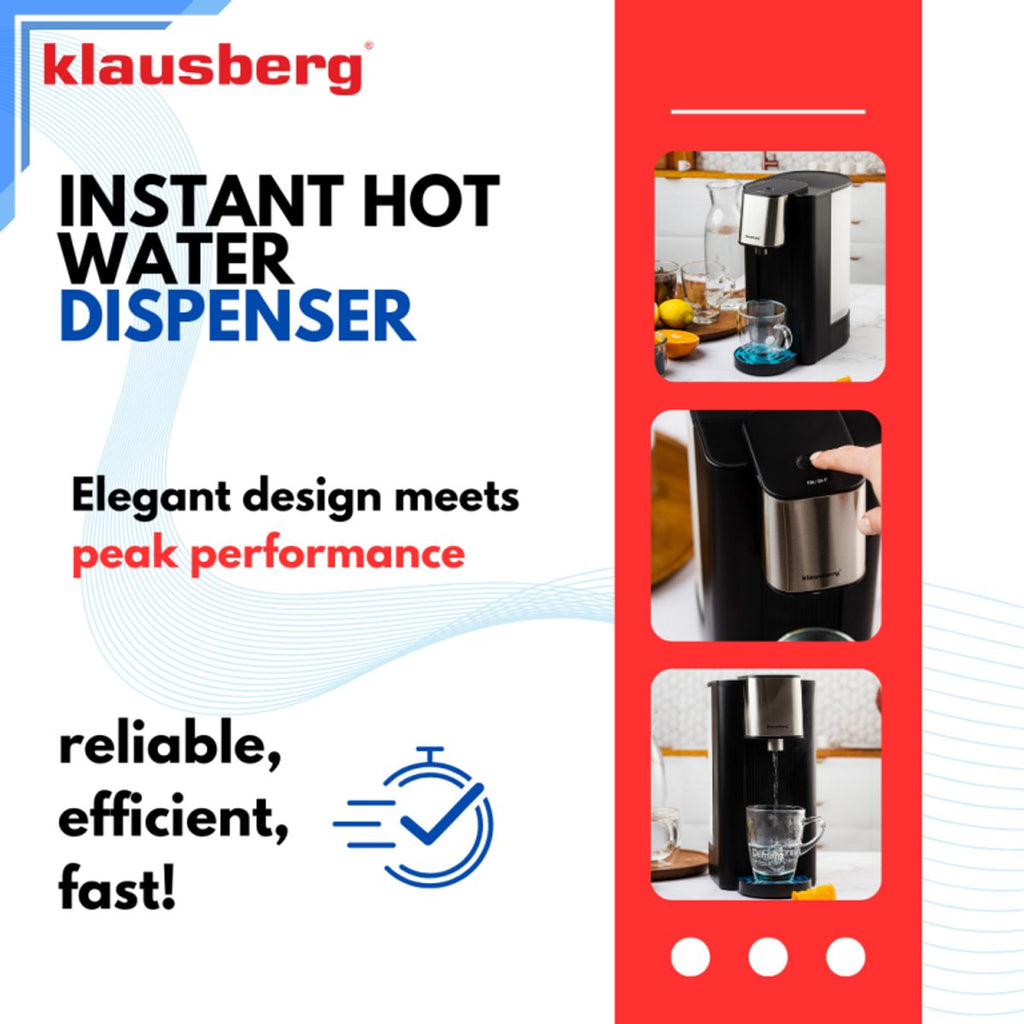 Klausberg KB7877 heetwaterdispenser 2,5 L, zwart en rvs, 2600 W (5)