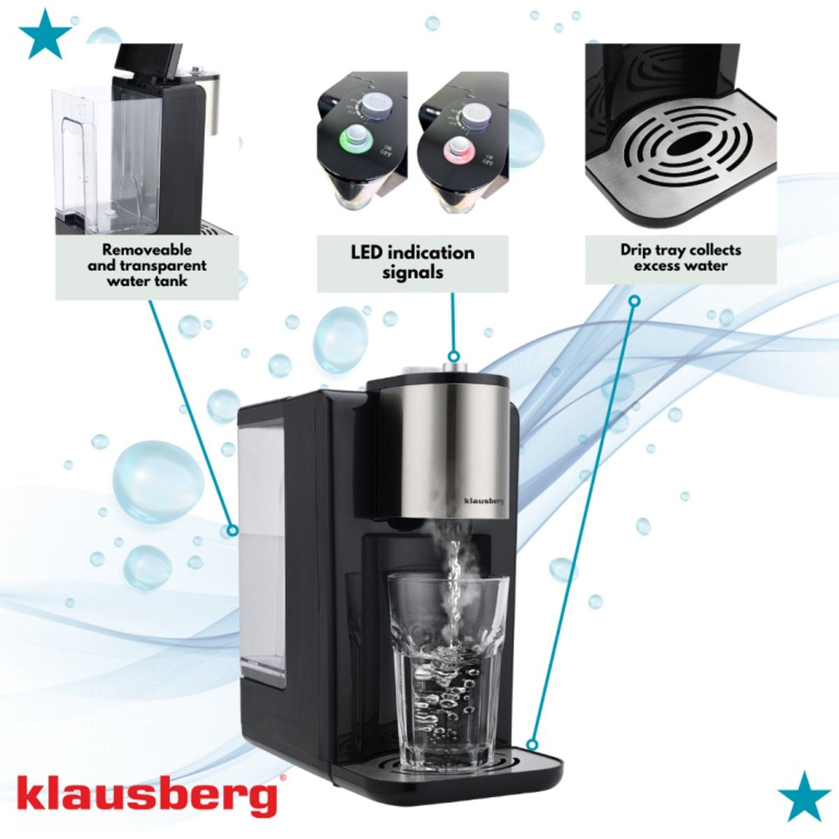 Klausberg KB7878 heetwaterdispenser 2,2 L, 45 tot 100 °C (7)