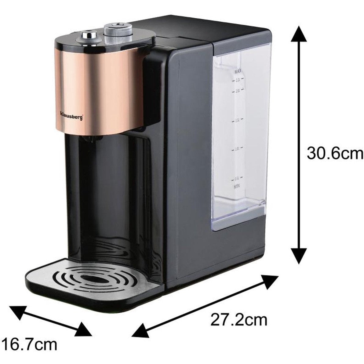 Klausberg KB7879 heetwaterdispenser 2,2 L, zwart en rosé goud (2)