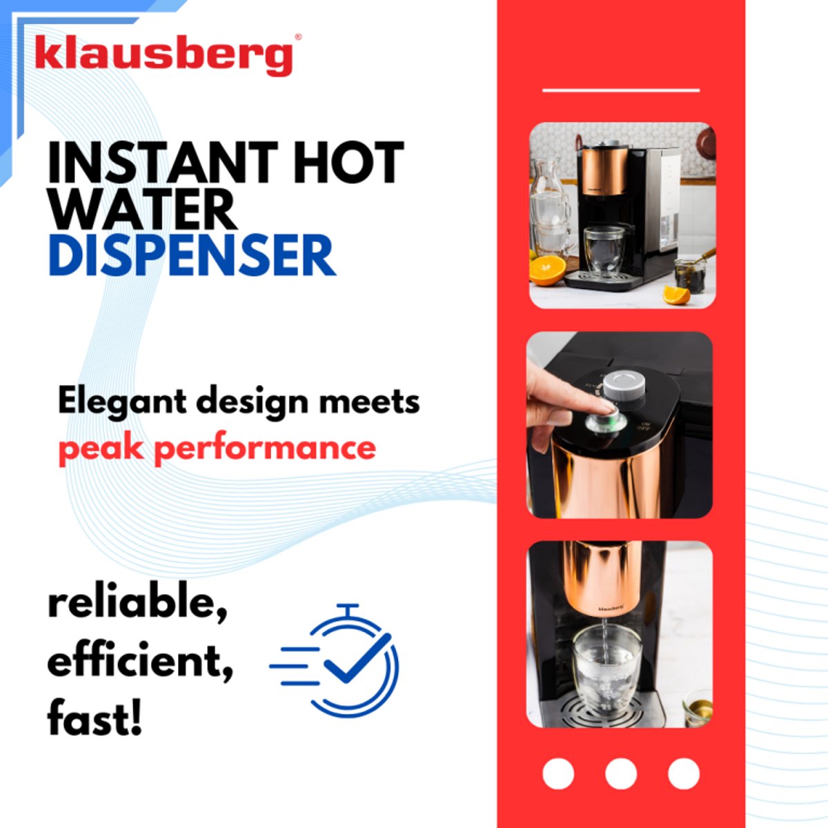 Klausberg KB7879 heetwaterdispenser 2,2 L, zwart en rosé goud (8)