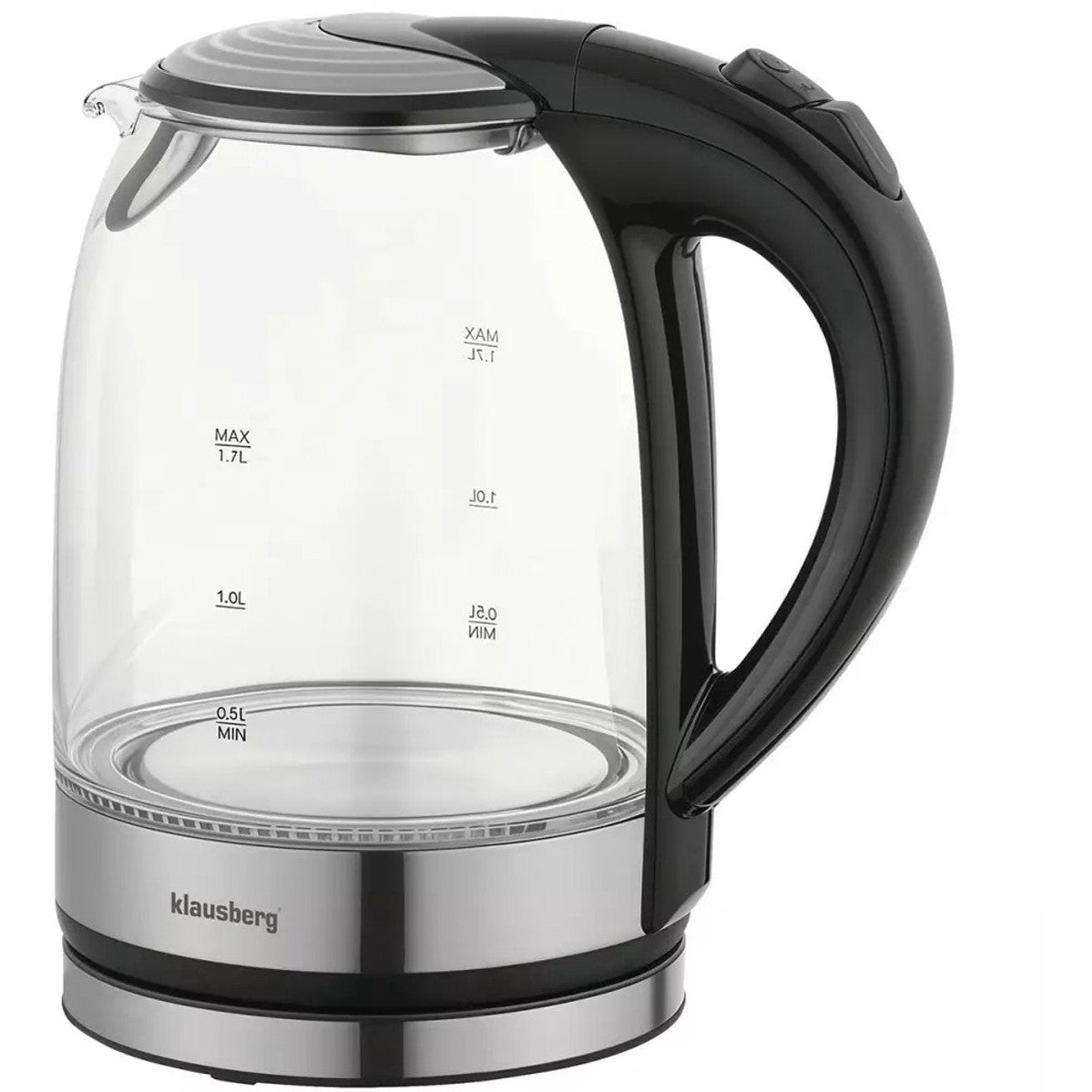 Klausberg KB7886 elektrische waterkoker 1,7 L, glas en rvs, led