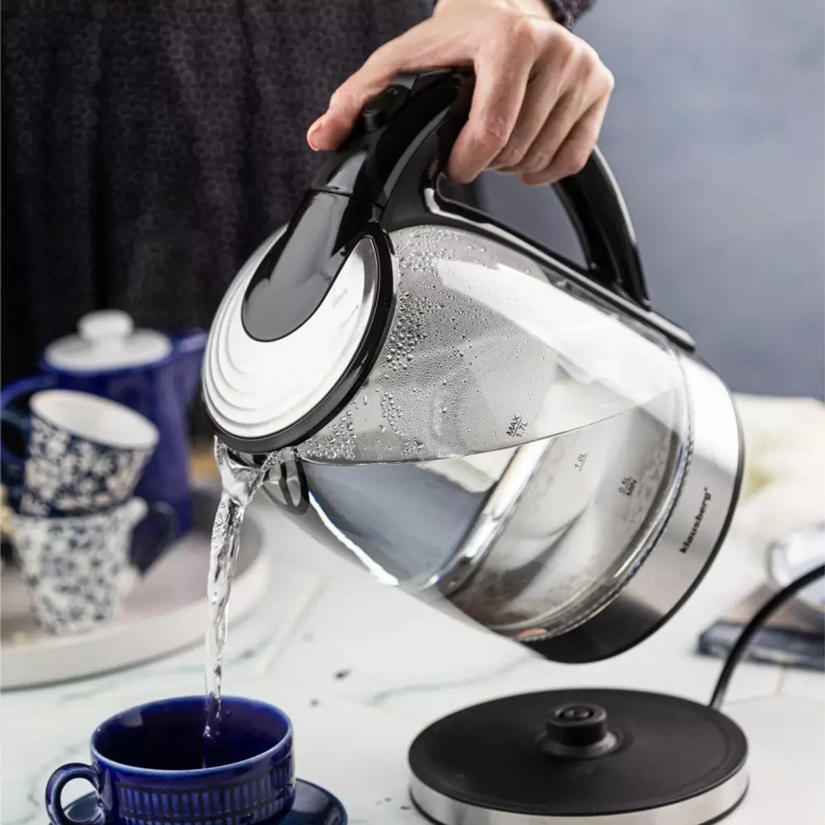 Klausberg KB7886 elektrische waterkoker 1,7 L, glas en rvs, led (4)