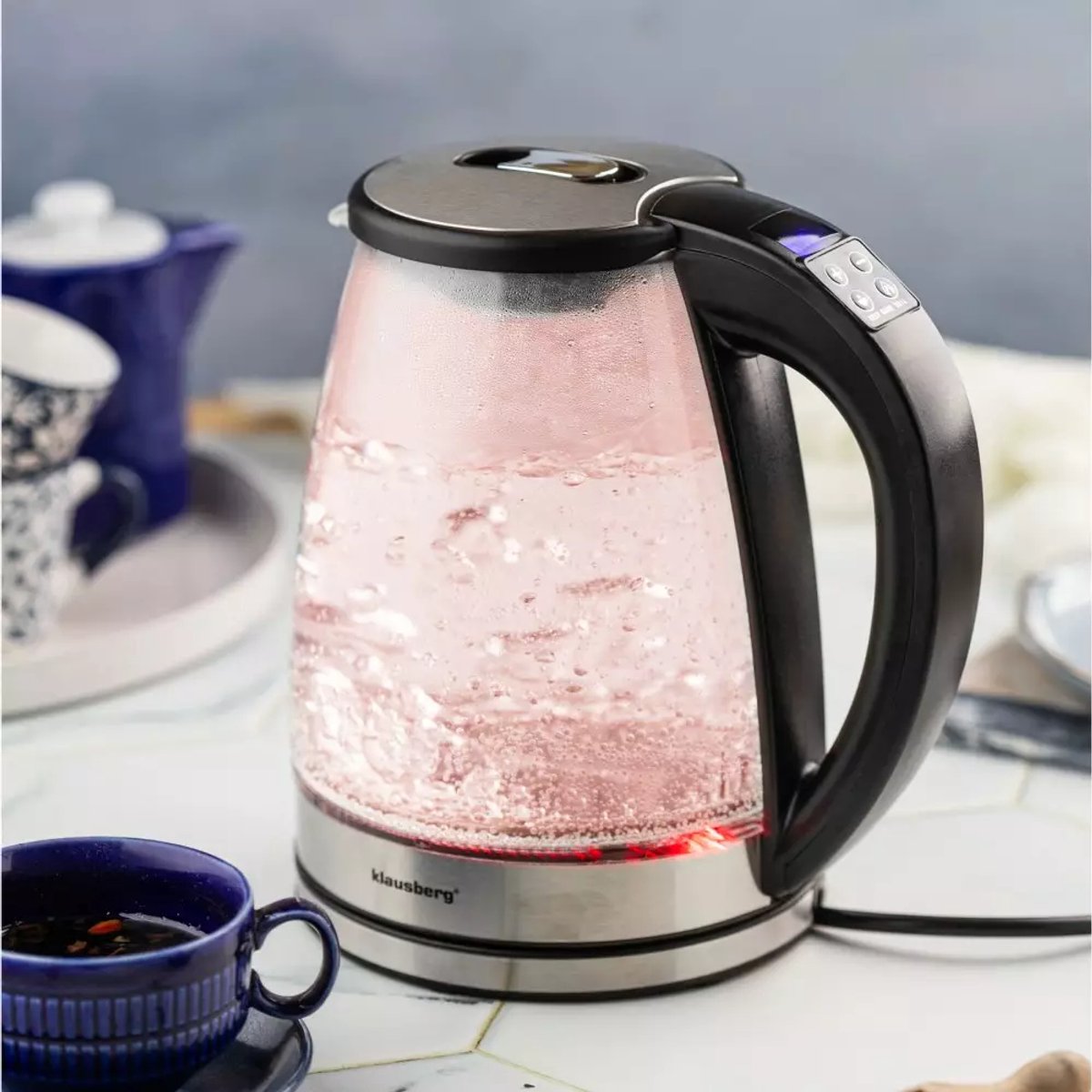 Klausberg KB7887 elektrische waterkoker 1,8 L, glas, RGB-led (9)