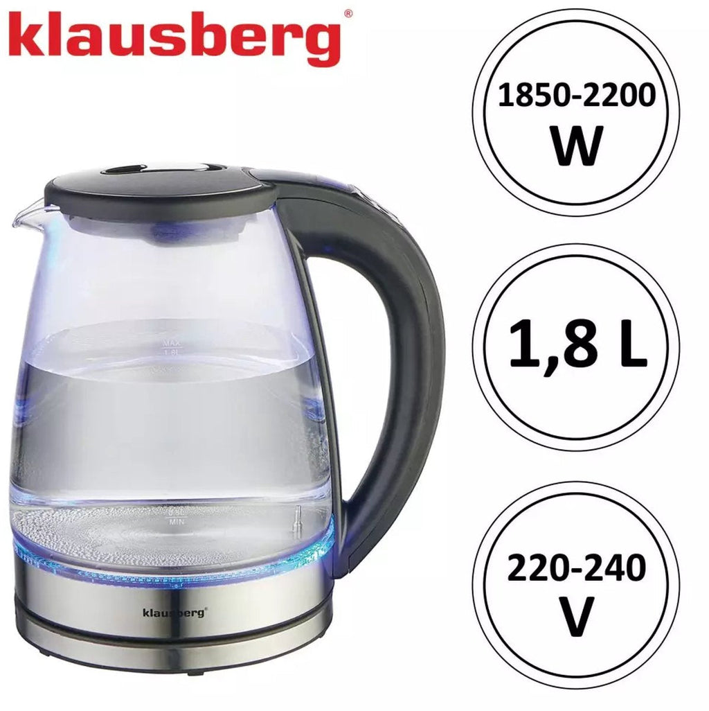 Klausberg KB7887 elektrische waterkoker 1,8 L, glas, RGB-led (6)