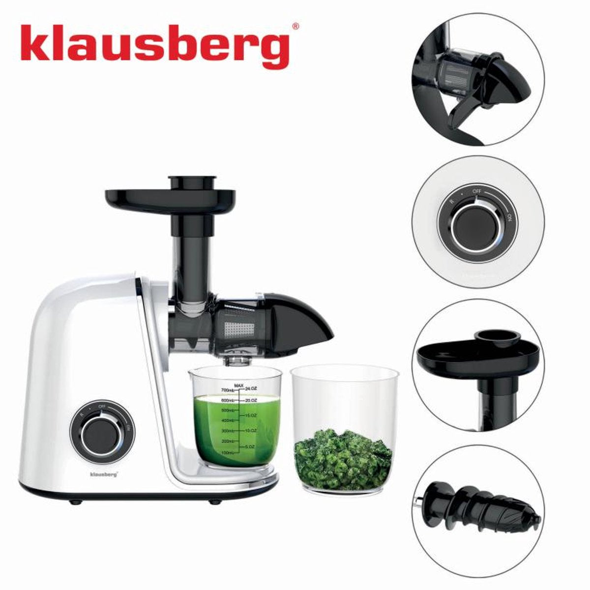Klausberg KB-7869 slowjuicer 150 W, 700 ml, wit (2)