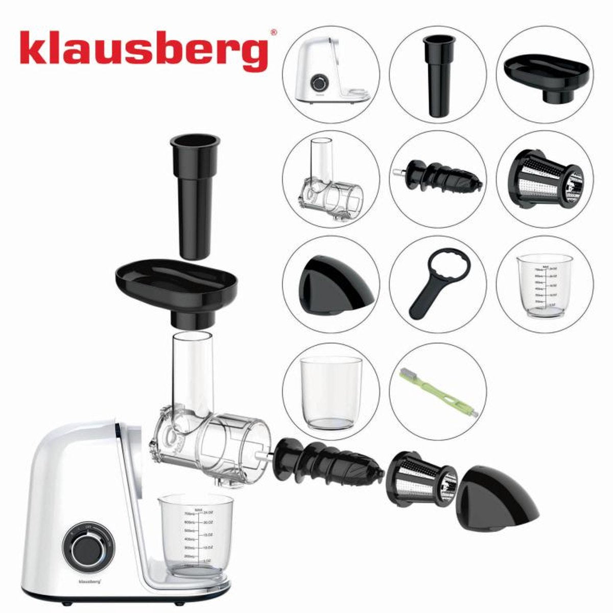 Klausberg KB-7869 slowjuicer 150 W, 700 ml, wit (10)