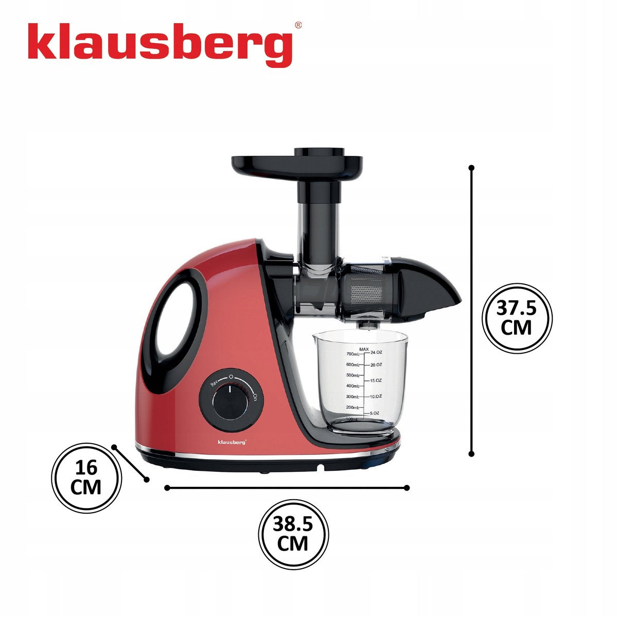 Klausberg KB-7865 slowjuicer 150 W, 700 ml, kersenrood (3)