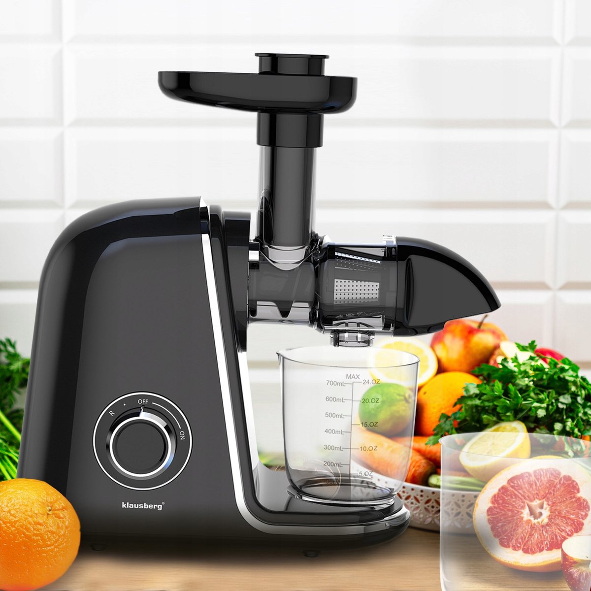 Klausberg KB-7866 slowjuicer 150 W, zwart met zilver (7)