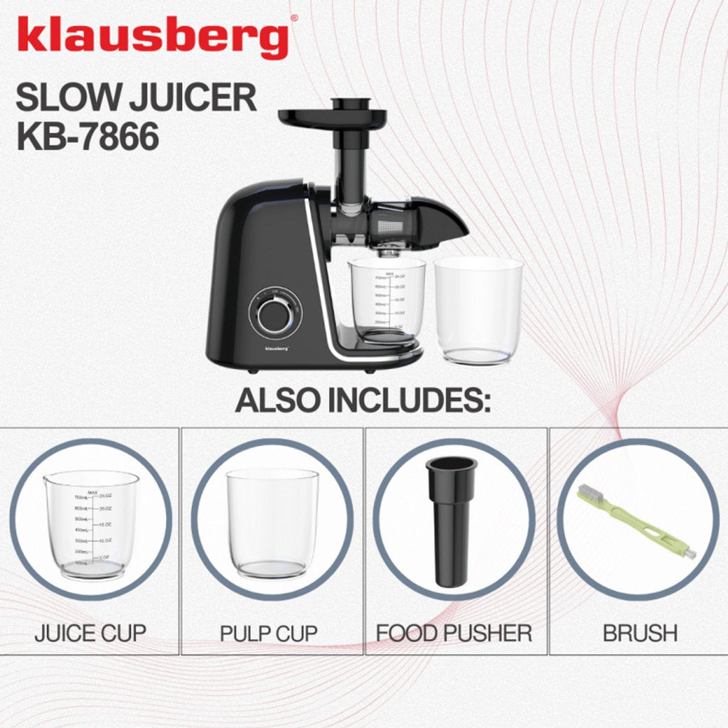 Klausberg KB-7866 slowjuicer 150 W, zwart met zilver (11)