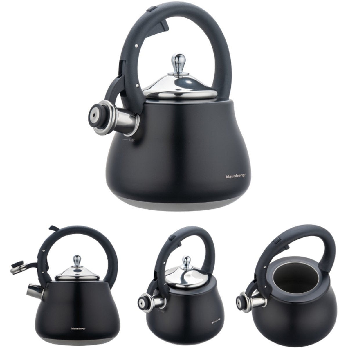 Klausberg fluitketel 2,8 L, rvs, zwart (4)