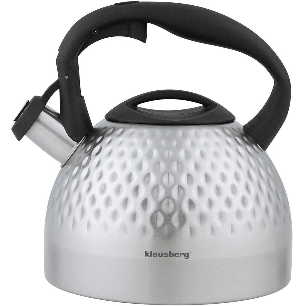 Klausberg fluitketel 3 L, rvs, zilver, voor alle warmtebronnen