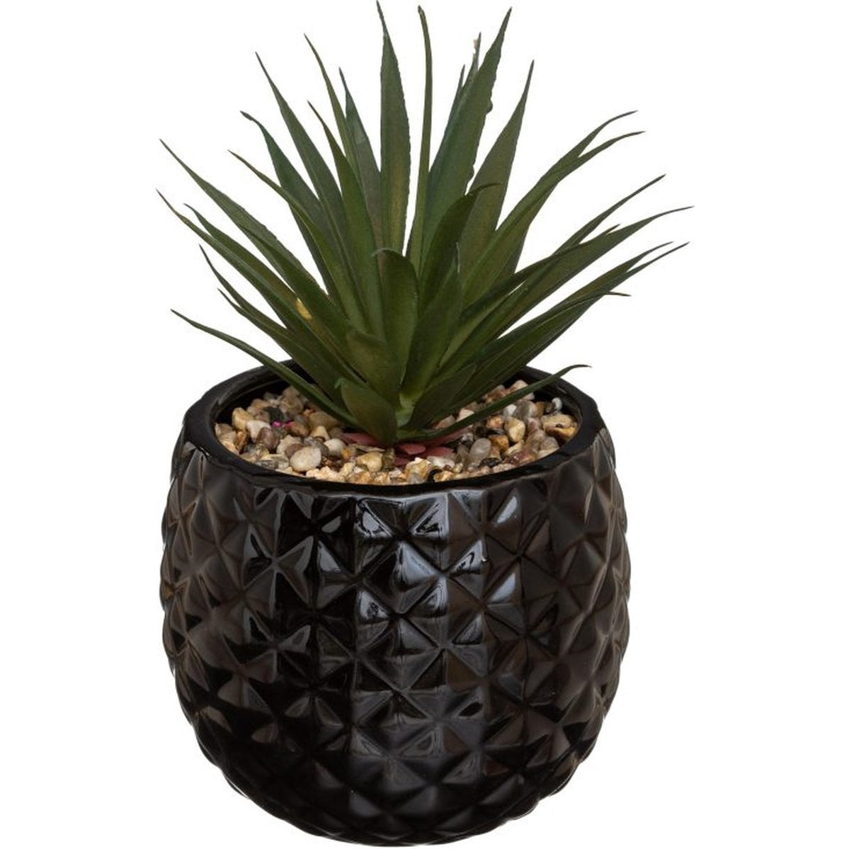 Atmosphera kunstplant in zwarte ananaspot, 21 cm hoog