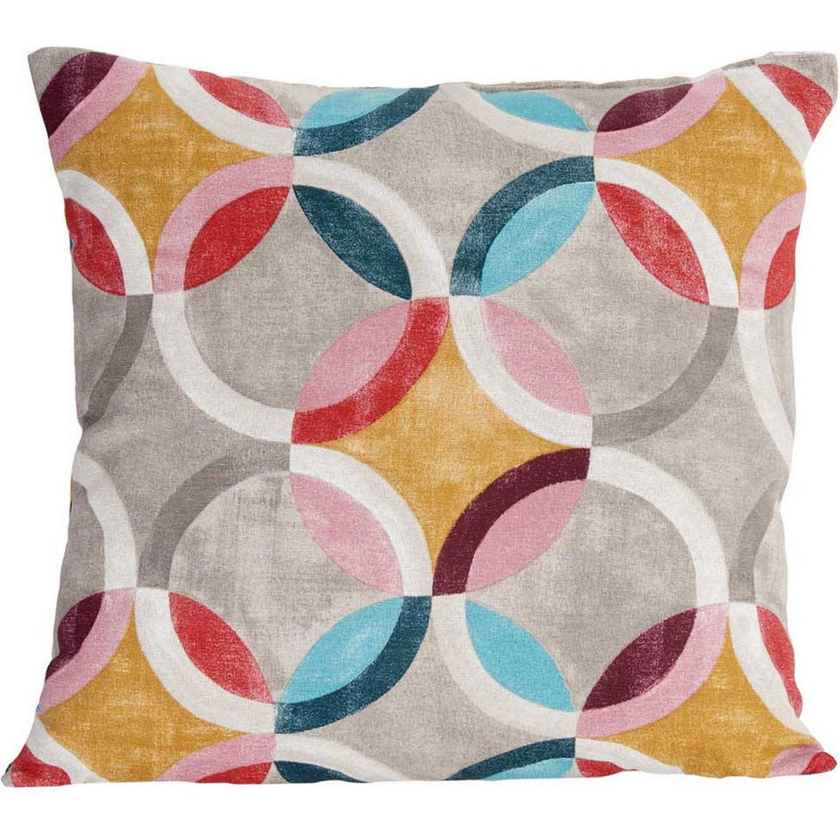Kussen rood met cirkelprint, 45 x 45 cm