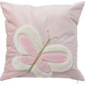 Kussen met vlinder, roze en wit, 40 x 40 cm