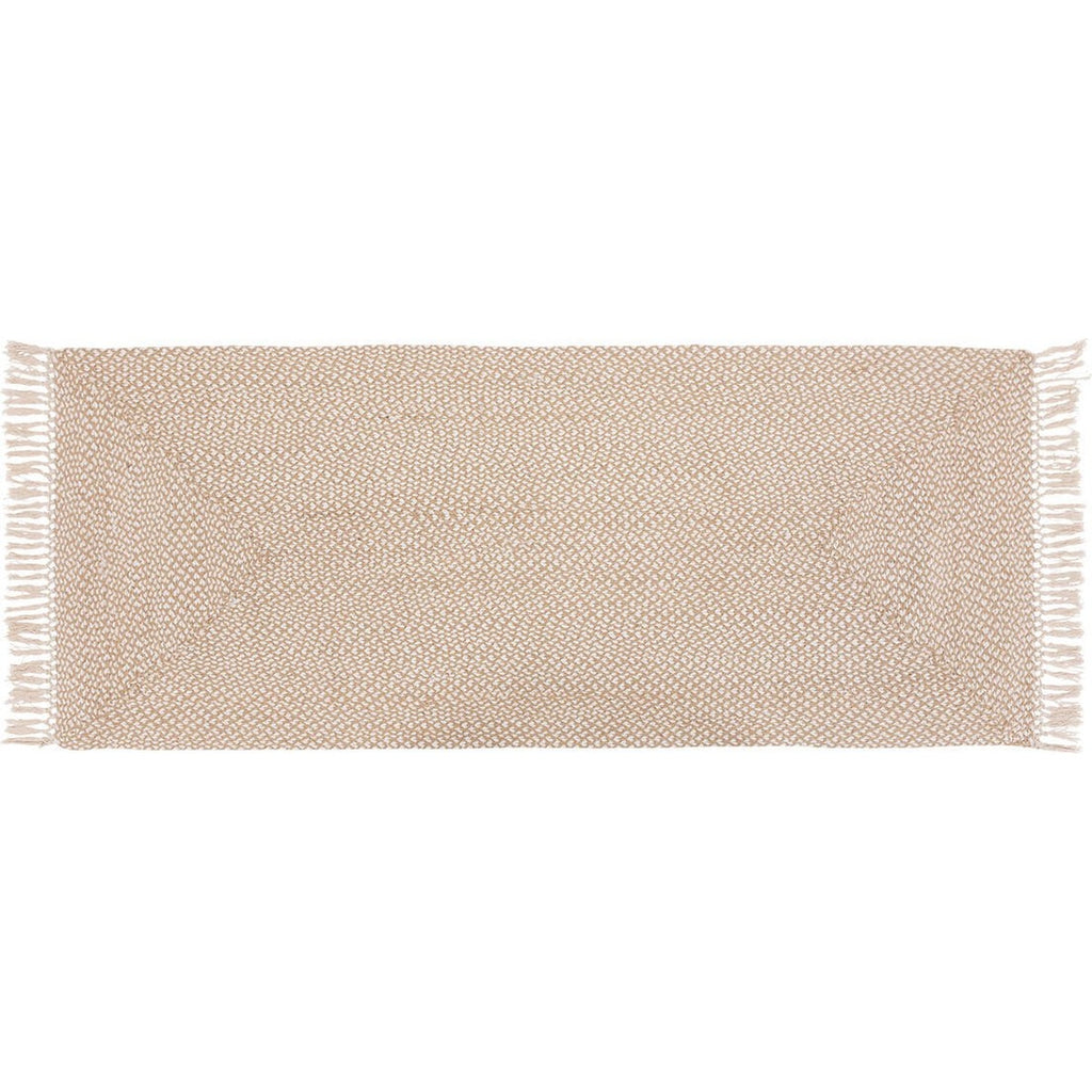 Lang vloerkleed Floral van jute en katoen, 80 x 200 cm, beige