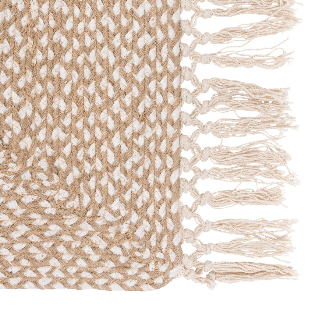 Lang vloerkleed Floral van jute en katoen, 80 x 200 cm, beige (2)