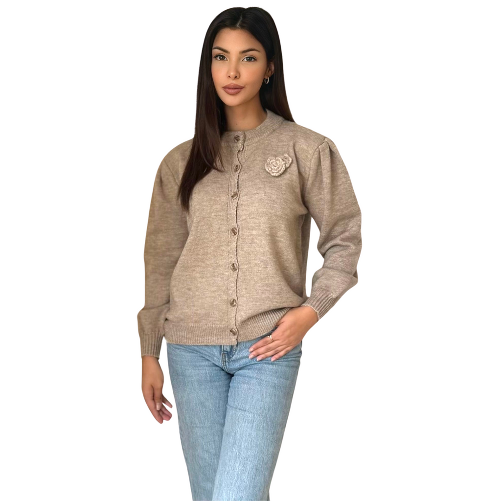 Lasca vest met knopen, taupe