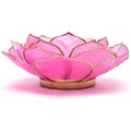 Lotus sfeerlicht in bladvorm, roze met goudrand, 13,5 cm