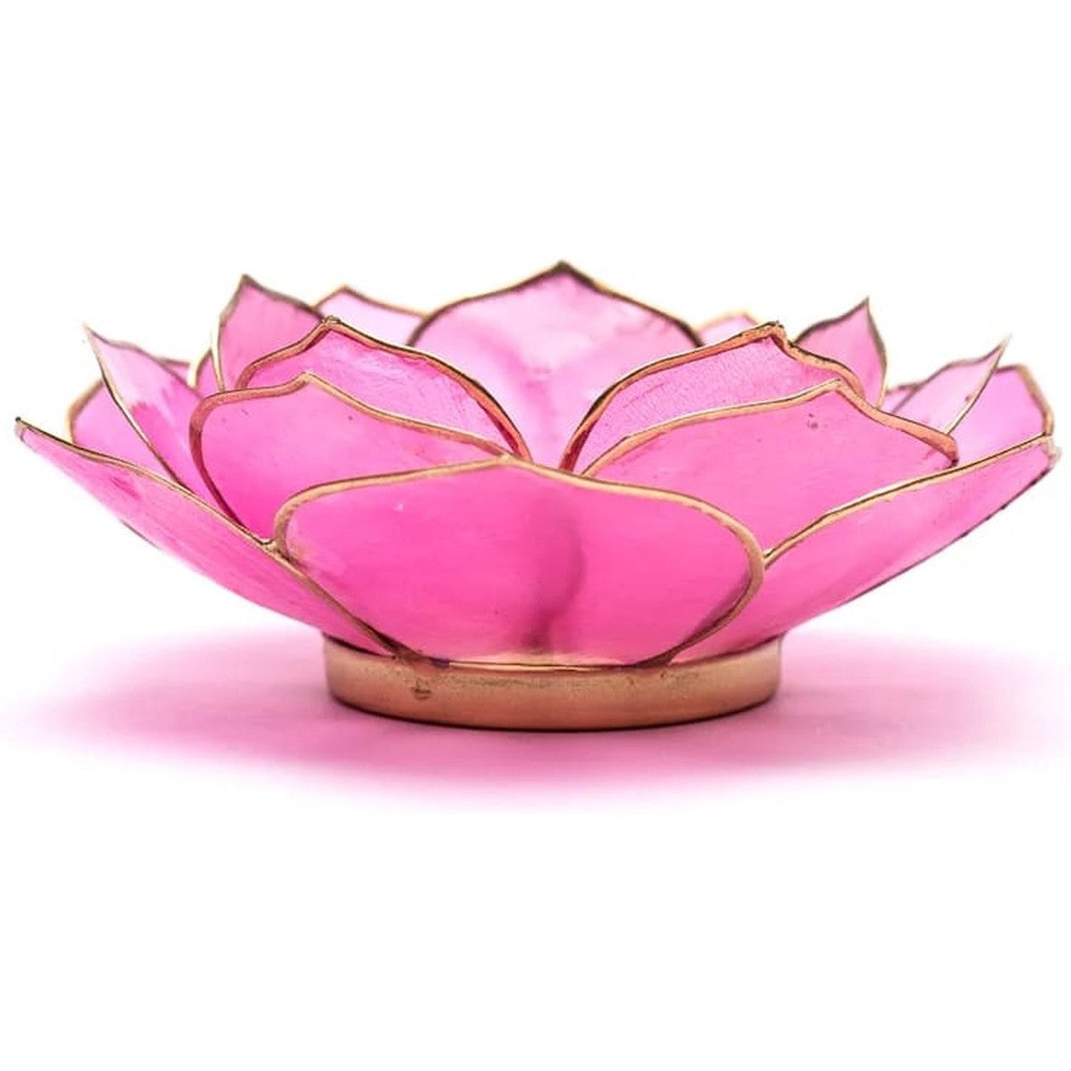 Lotus sfeerlicht in bladvorm, roze met goudrand, 13,5 cm