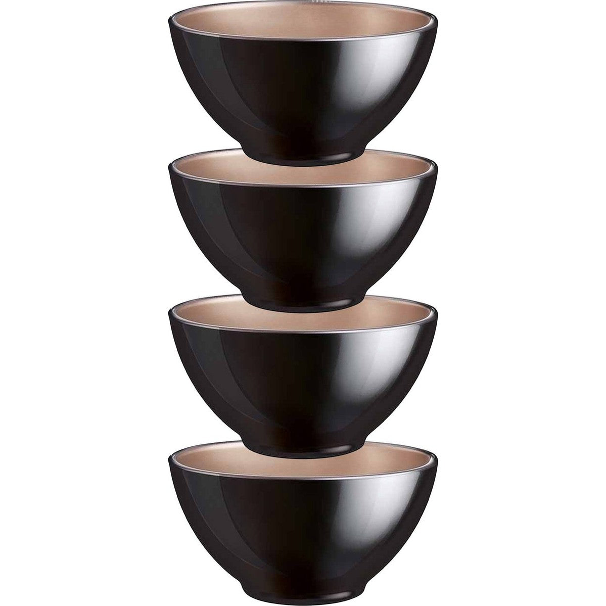 Luminarc kommetjes zwart glas, Ø 13 cm, set van 4