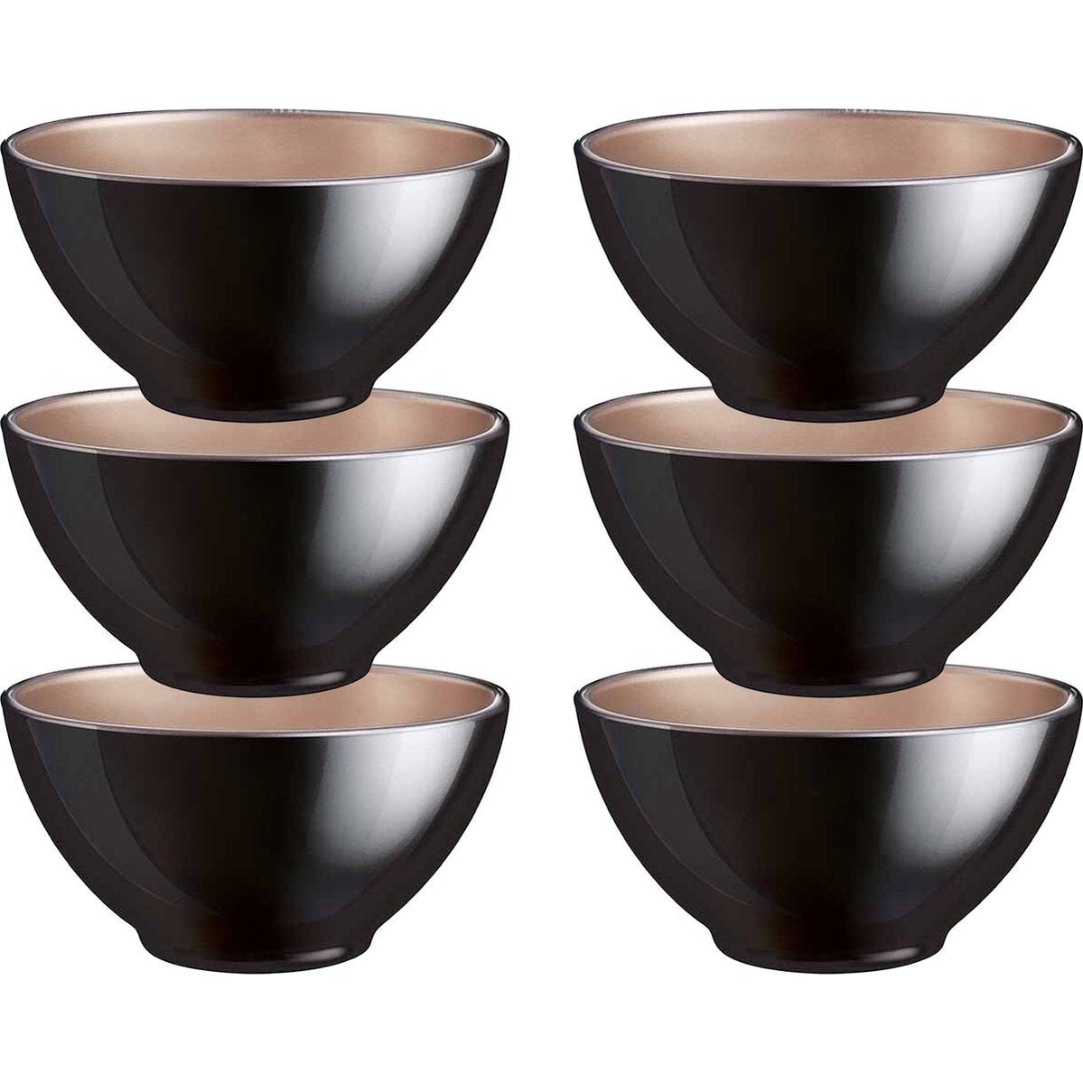 Luminarc kommetjes zwart glas, Ø 13 cm, set van 6