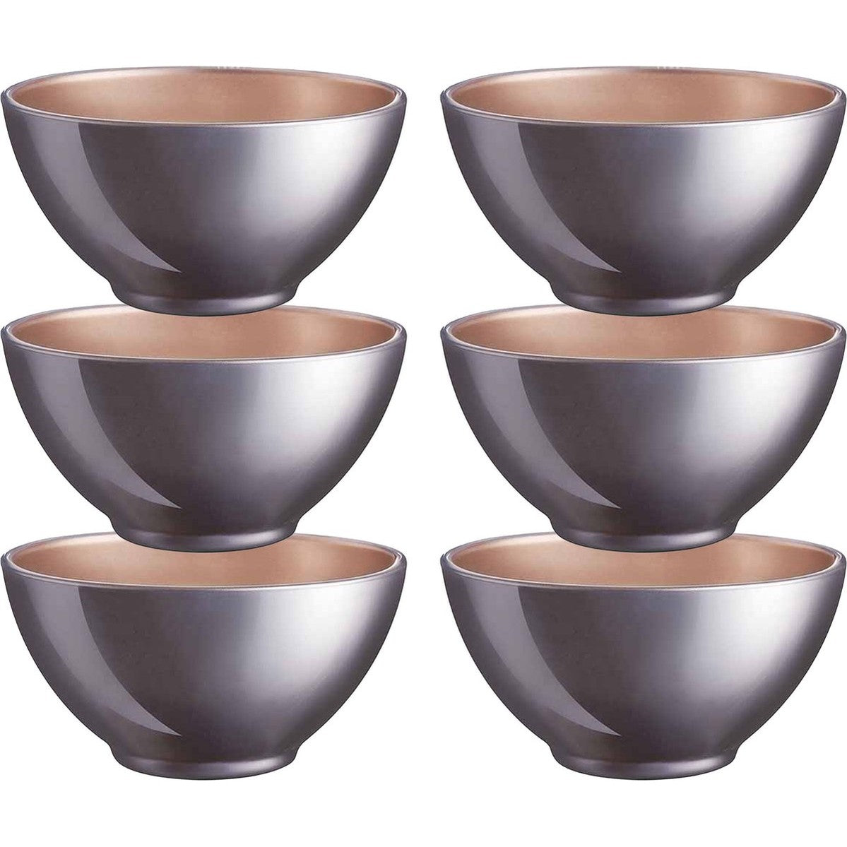 Luminarc glazen kommetjes, lila paars, Ø 13 x 6 cm, set van 6