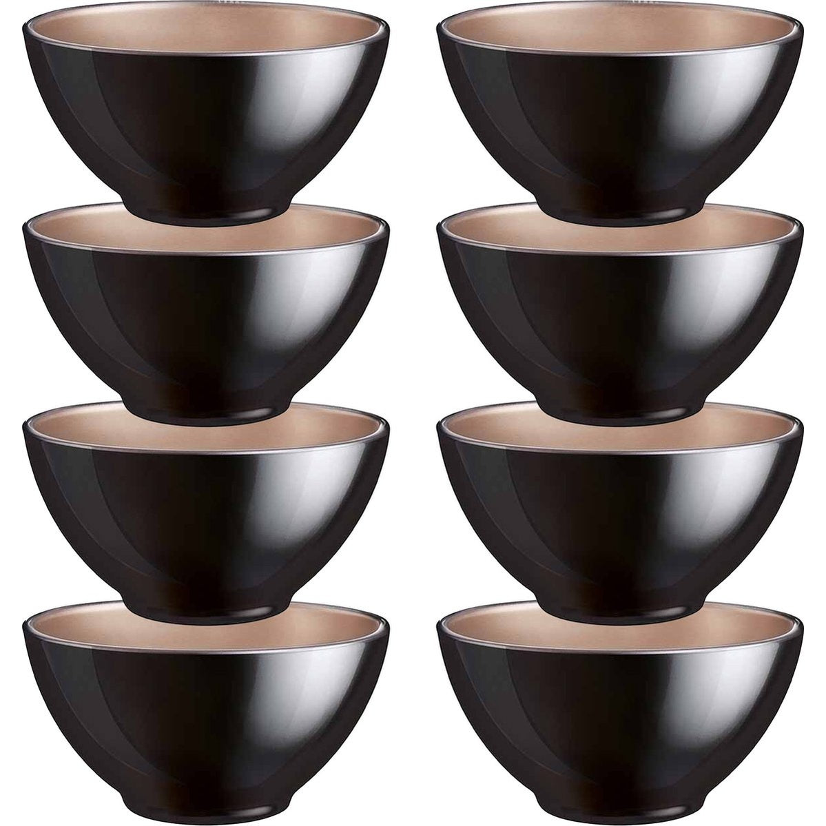 Luminarc kommetjes van glas, zwart, set van 8, Ø 13 cm