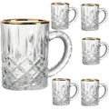 Luxe Glazen gouden rand met oortje - set van 6-Layla glas-Gold glazen-Decorini theeglazen-mooie glazen met oor-Theebekers met gouden rand