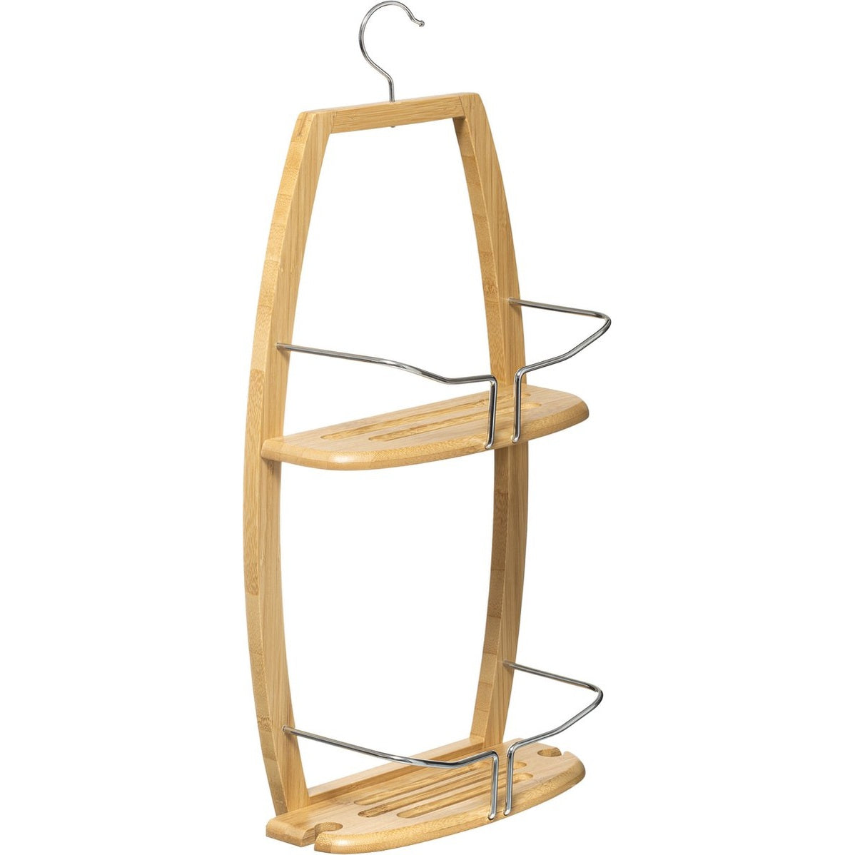 Doucherekje bamboe 2 lagen met ophanghaak, 27 x 13 x 59 cm