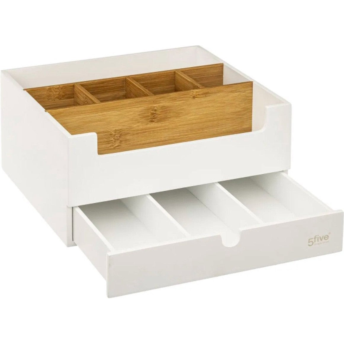 Make-uporganizer bamboe, wit, 26 x 13 x 24 cm