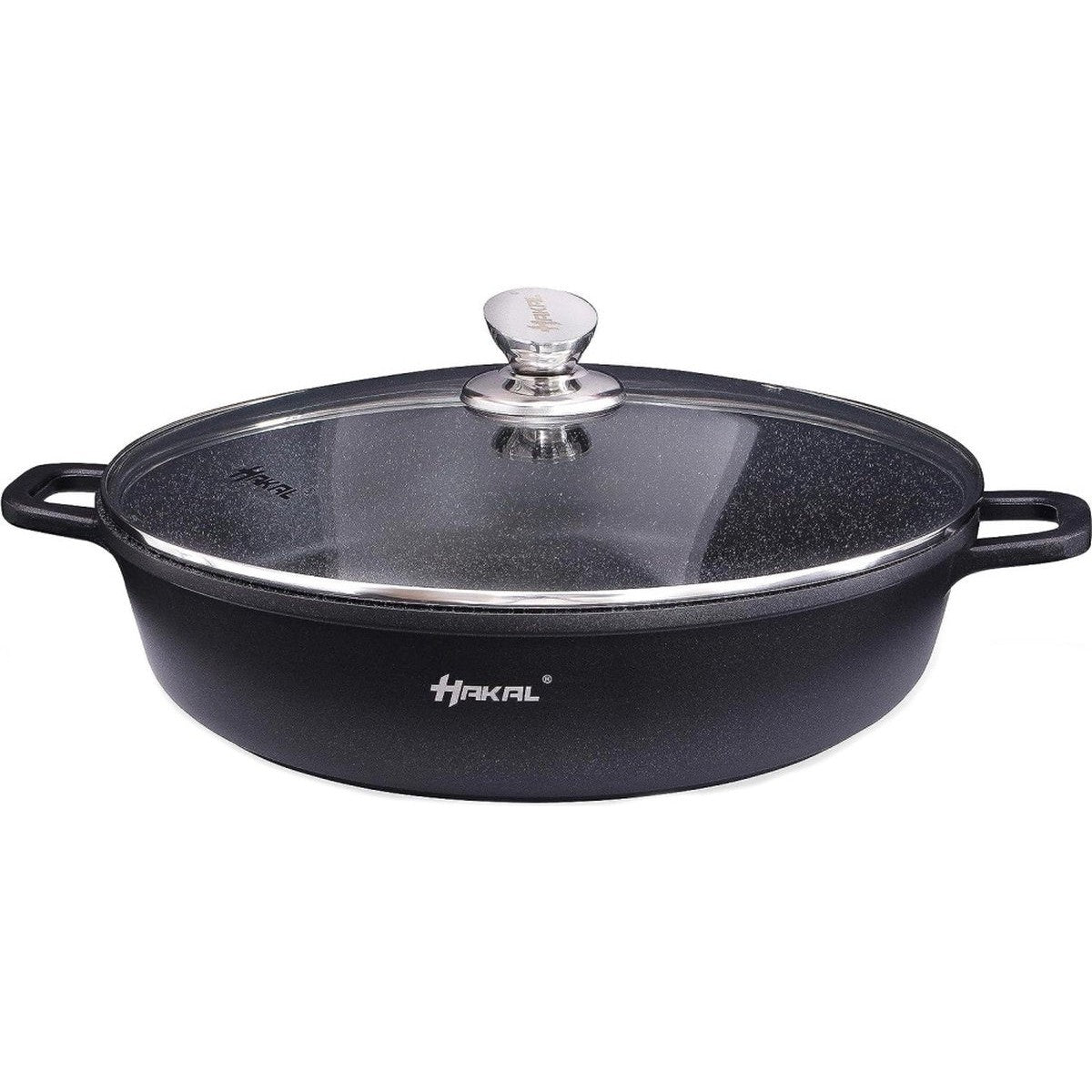 Lage braadpan met marmercoating en deksel 28 cm