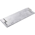 Marmeren dienblad met zilverkleurige handvaten, 40 x 14 cm
