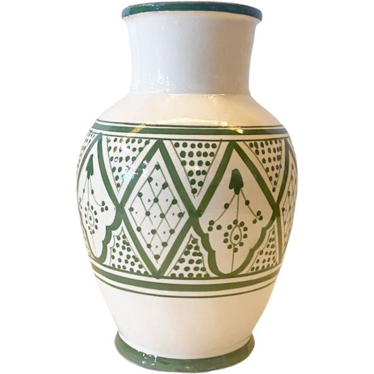 Marokkaanse handbeschilderde vaas, lichtgroen, 25 cm