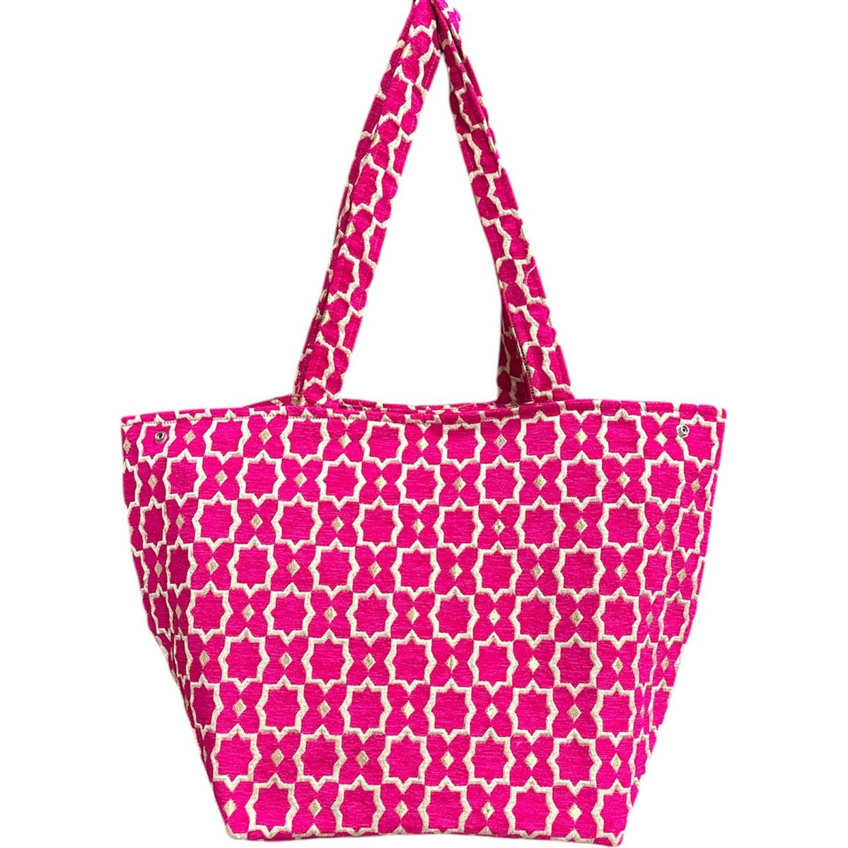 Fluwelen shopper Marrakech, handgemaakt, rose, gouden accenten