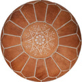 Atmosphera Marokkaanse leren poef, bruin, 55 cm, gevuld geleverd