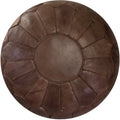 Marokkaanse leren poef XL chocoladebruin, Ø 60 cm