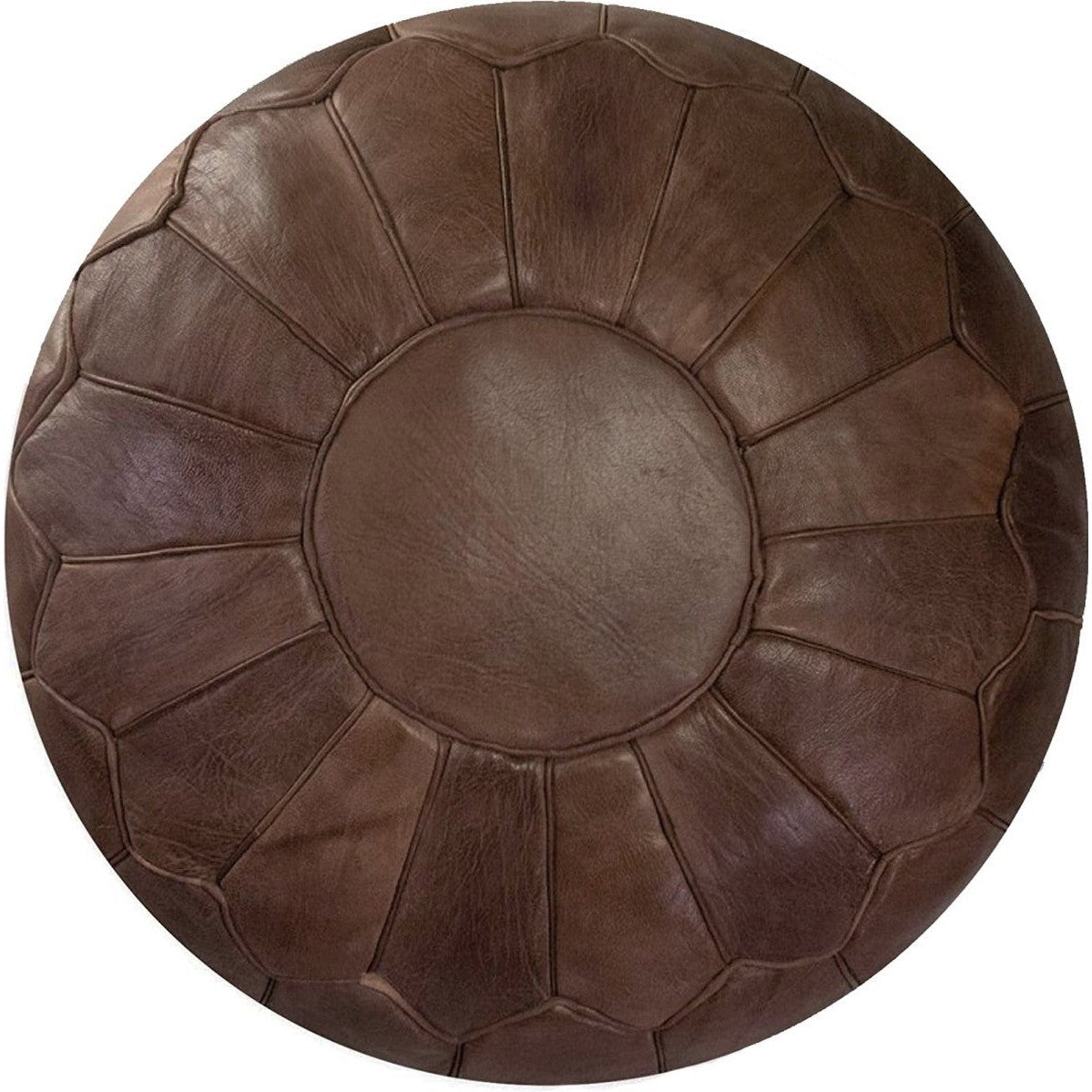 Marokkaanse leren poef XL chocoladebruin, Ø 60 cm