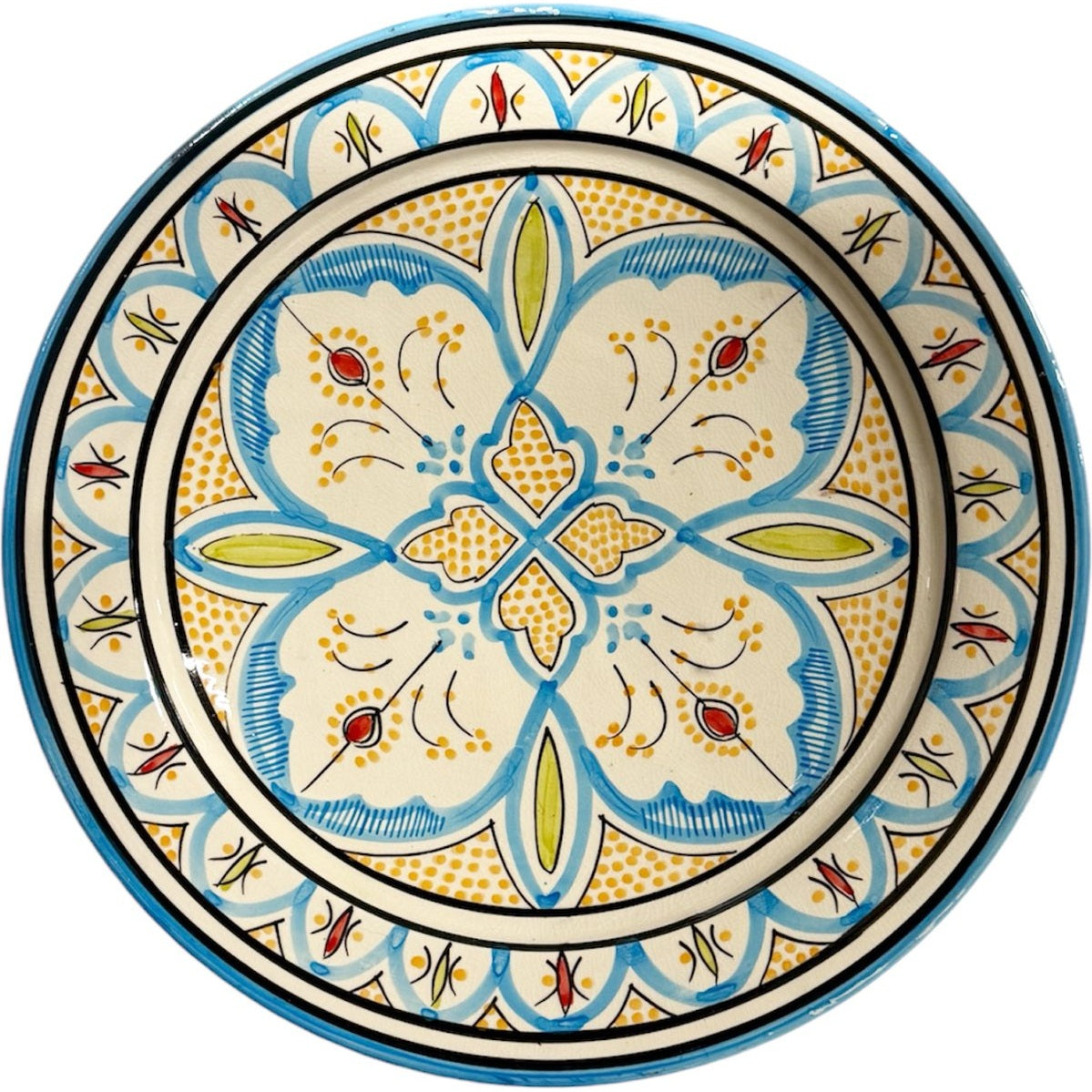 Marokkaanse aardewerk schaal met bloemenpatronen, Ø 35 cm