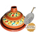 Marokkaanse aardewerk tajine 30 cm, met kruiden en vlamverdeler