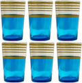 Marokkaanse theeglazen blauw en goud, set van 6