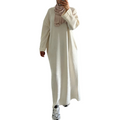 Maya jurk oversized, geribbeld met zakken, gebroken wit