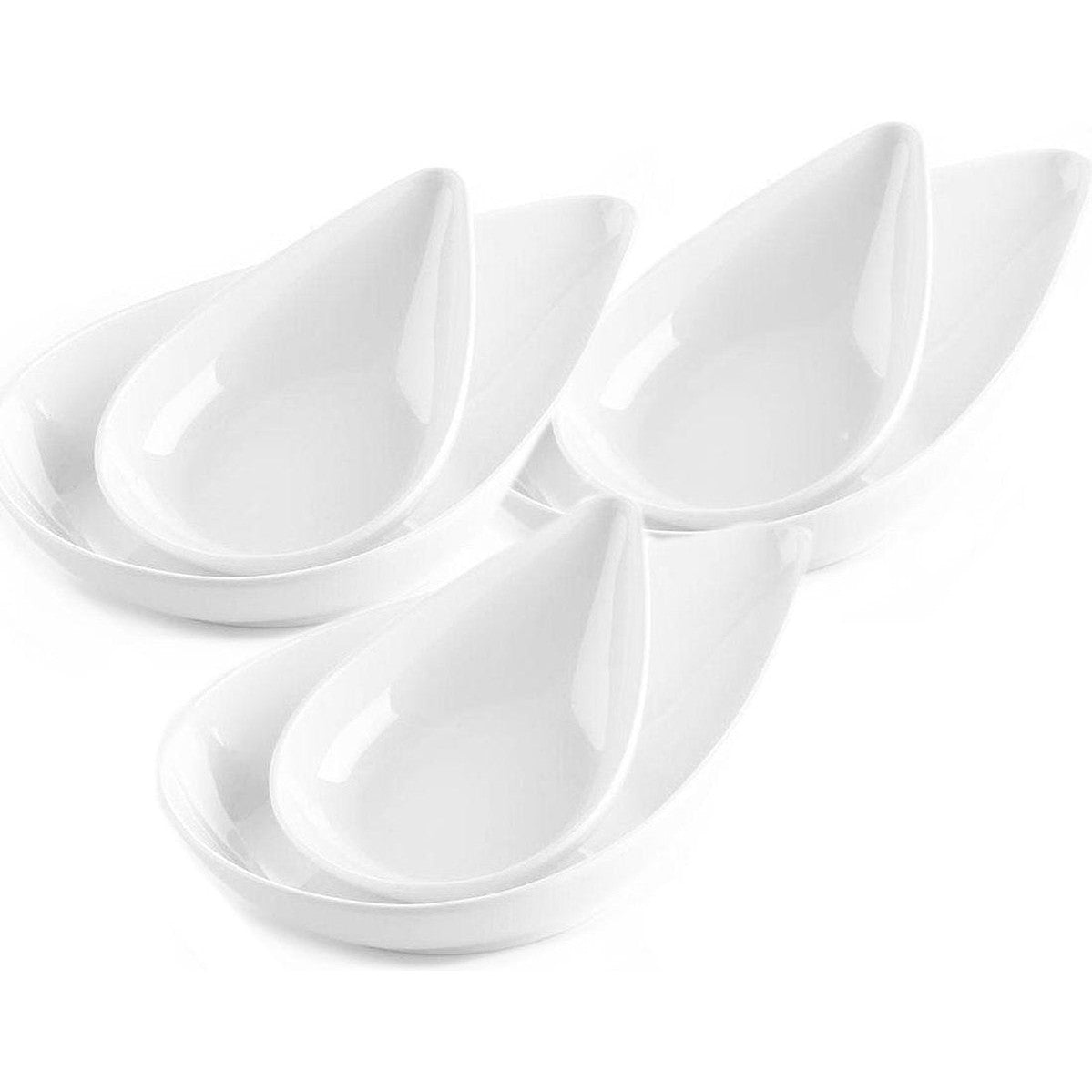 Melamine druppelschaaltjes wit, set van 6, 17,5 x 11,5 cm