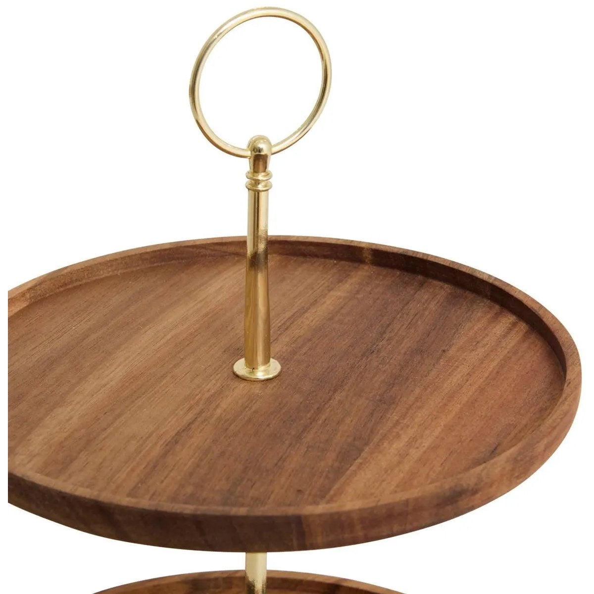 Mina Gold etagère 2 lagen, acaciahout en metaal, 25 cm (2)