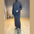 Mira twinset coltrui en rok, coffee