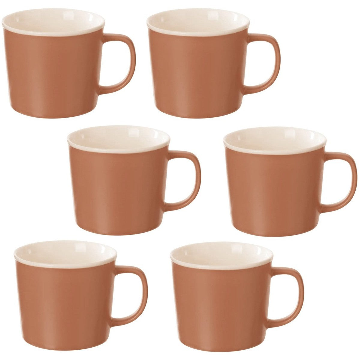 Mokken Nature terracotta, newbone porselein, set van 6 (38 cl)