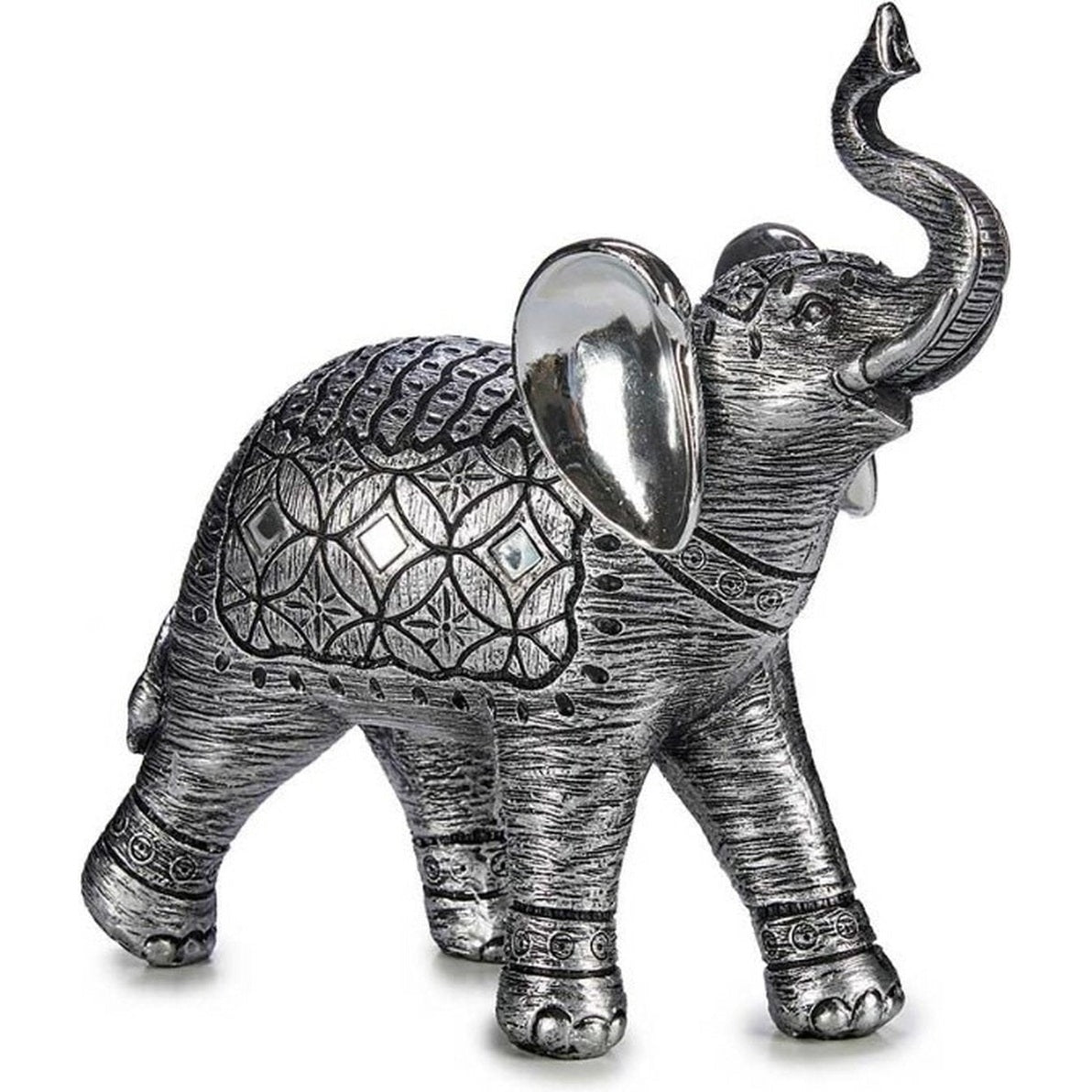 Olifant van hars, zilver, 28 x 11 x 28 cm