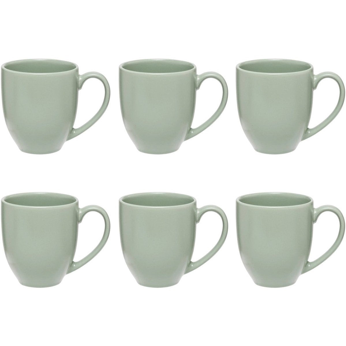 Mokken met oor olijfgroen, stoneware, set van 6 (48 cl)